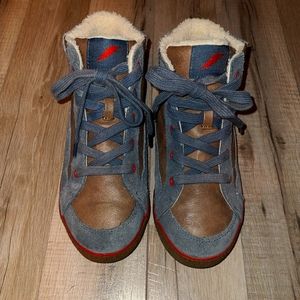 Boys Shoes Size 3, Rocket Dog High Tops w/ Faux Fur (Brown and light-blue)